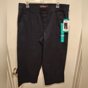 Gloria Vanderbilt NWT Women's Navy Pull-On Wide Leg Cropped Pants Sz 12-Casual